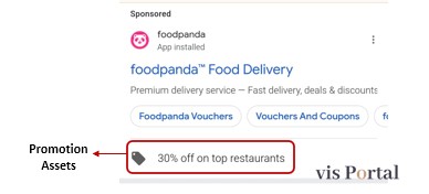 Vis portal digital performance agency provides search ads with promotion asset